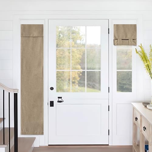 RYB HOME Sidelight Curtains for Front Door, Window Covering No Drill | Thermal Insulated, Linen Blend, Privacy Assured, Small Shade for Side Patio Glass French Door, W12 x L69, Mocha, 1 Panel