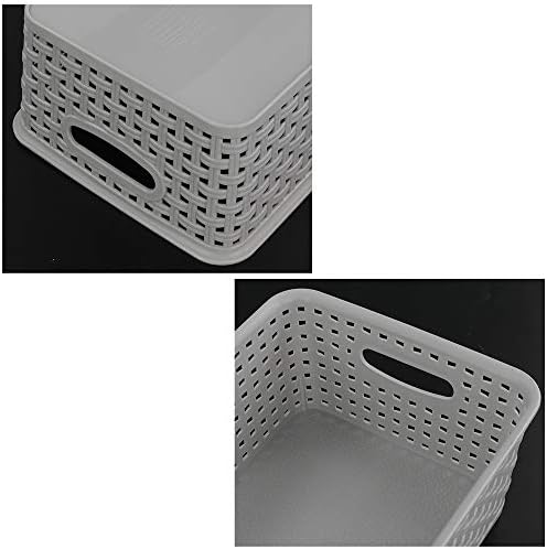 6-pack Grey Woven Plastic Storage Baskets, Organizing Bins