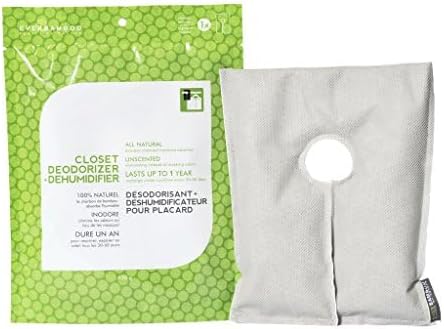 Ever Bamboo Closet Deodorizer + Dehumidifier - Natural Bamboo Charcoal Odor Absorber, 100g. Twin pack