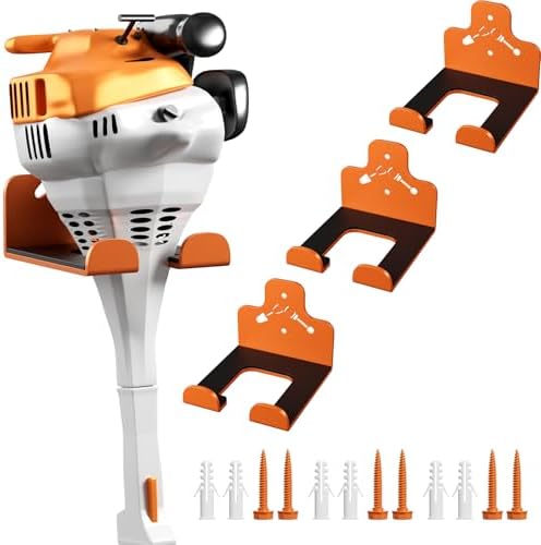 Garage Storage Trimmer Rack, Weed Whackers Holder Organizer, Orange, 3 Pack | Heavy Duty Garden Power Tool Hanger,Weed Wacker Holder Wall Mount for Grass Trimmer,Hedge Trimmer,Garage Trimmer,Garden Tools
