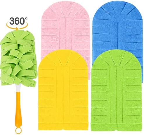 KEEPOW 4Pcs Fleece Heavy Duty Duster Refills Compatible with Swiffer Hand | Reusable Duster Refills with 360 Degree Fleece for Ceiling Fan & Cleaning, Heavy Duty, Handle Not Included, 4 Pack
