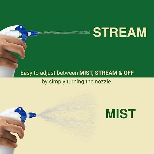 Heavy Duty 32oz Plastic Spray Bottles for Cleaning, Blue 2 Pack | Large empty industrial bottles for gardening, vinegar, chemicals, pro cleaners. Adjustable sprayer nozzle.