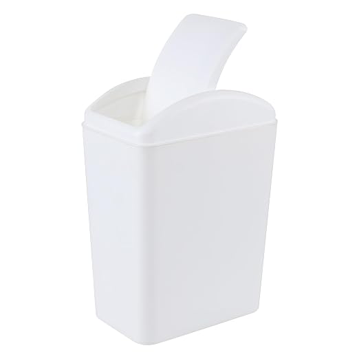 4.2 Gallon Swing Top Trash Can, Slim Plastic Wastebasket | Space-Saving Narrow Bin for Bathroom, Kitchen, Office, Easy Swing Lid, White, Lightweight and Easy to Clean