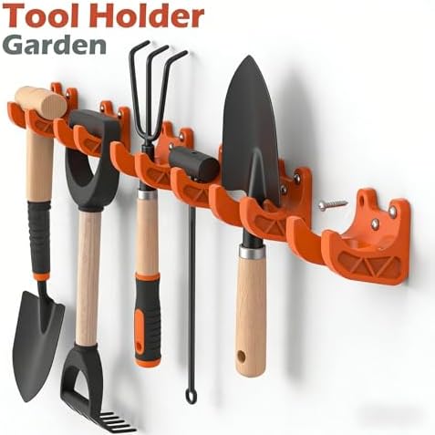 8 Pack Garden Tool Holder Wall Mount, Heavy Duty Tool Hangers with Screws, Wall Mounted Tool Storage Hooks for Shovel, Rake, Broom, Mop, Garage, Shed, Yard Organizer