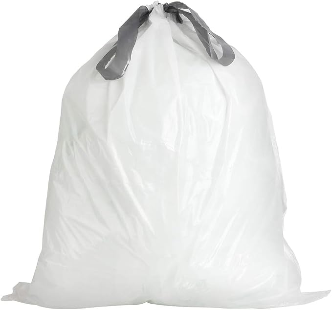 Plasticplace Custom Fit Trash Bags, Compatible with simplehuman Code G (200 Count) White Drawstring Garbage Liners 8 Gallon / 30 Liters, 17.5" x 28"