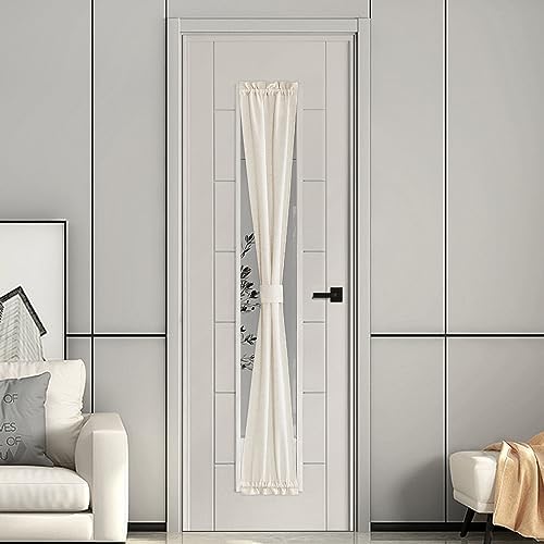 NICETOWN Natural Sidelight Curtains for Front Door 12 x 72 inches Long | Light Filtering, Rod Pocket with Tieback, Farmhouse French Sheer Door Shade for Front Back Window Cover, 1 Panel, Off White
