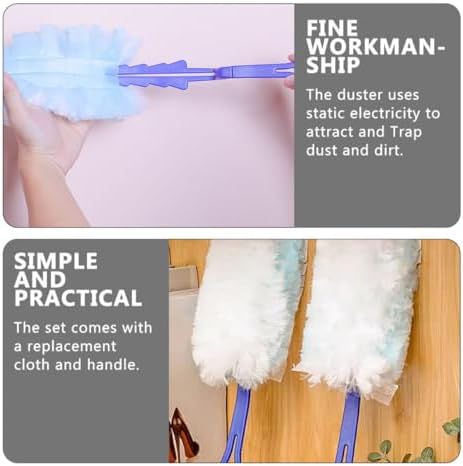 Abaodam Electrostatic Duster with Handle 11pcs Set, Disposable Cleaning Brushes with 10 Replacement Cloths for Home Dusting, Window and Furniture Cleaning Tools for Housekeeping