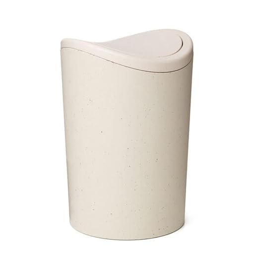 Superio Small Bathroom Trash Can with Lid, Modern White Mini Waste Bin with Swing Lid (1 1/2 Gallon, 6 Liter) Plastic Garbage Can for Kitchen, Bathroom, Bedroom, Office, Under Desk (1, Ecohome)