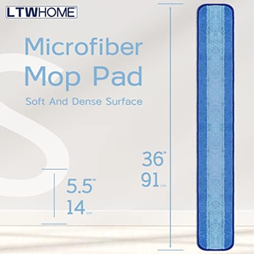 36 Inch Microfiber Wet or Dry Mop Refill Pads for Hardwood Floor Commercial Supplies (Pack of 6)