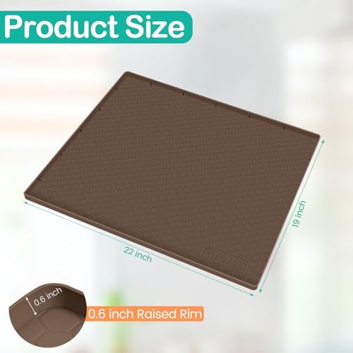Silicone Under Sink Mat, 22"x19", Waterproof Cabinet Liner, Brown | Shelf Liner, Cabinet Protector, Home Organizer, for Kitchen, Bathroom, Multipurpose, Leak Proof, Easy Clean, Drip Tray, Clean