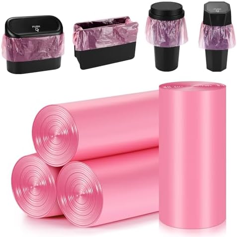 Accmor Mini Car Trash Can Bags for Auto Trash Bin, 120 Count Small Garbage Organizer Bags Tear-Resistant, Liner Refills (Vehicle Trash Can is not Included), Pink