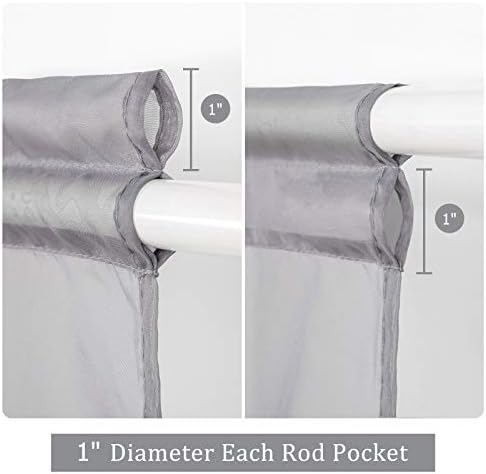 MIULEE Dark Grey 54 Wide and 72 Inches Length French Door Sheer Curtains | Light Filtering Window Treatment with 2 Tiebacks, Front Back Patio Glass Door, Set of 2