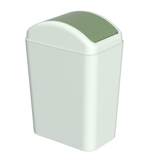 4.5 Gallon Plastic Garbage Can with Swing Lid, Green | Slim Trash Bin for Bathroom