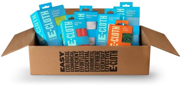 E-Cloth Reusable Paper Towels Microfiber Replacement Bundle – 4 General Purpose Cloths, 4 Glass & Polishing, 4 Wash & Wipe, Cleaning Pad, Kitchen Dynamo – Eco-Friendly, Streak-Free