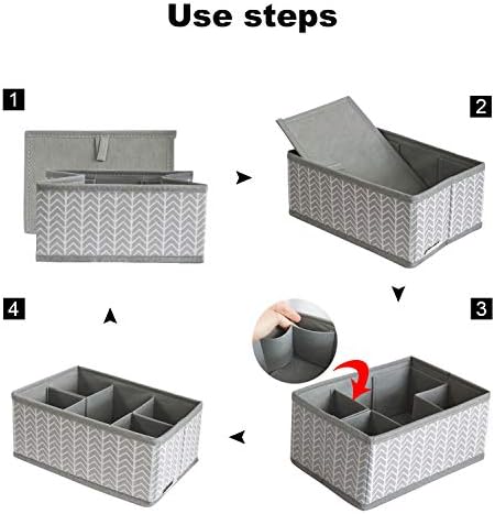 Cosmetic Storage Bins Makeup Organizer, Adjustable Multifunction Storage Box Desk Drawer Divider for Makeup Brushes, Bathroom Countertop or Dresser, Set of 3 (Grey)