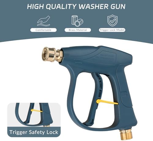 Sooprinse High Pressure Washer Gun 3000 PSI Max, Power Washer Short Gun, High Pressure Spray Gun with 1/4 Inch Quick Connector, M22-14