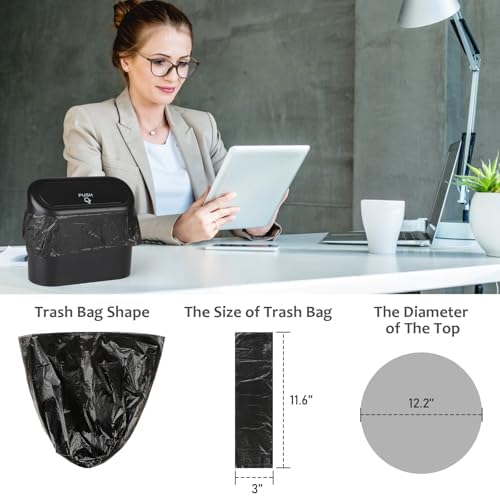 Accmor Mini Car Trash Can Bags for Auto Trash Bin, 120 Count Small Garbage Bags Organizer Tear-Resistant, Liner Refills (Vehicle Trash Can is not Included), Black