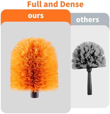 4 Pack Screw on Webster Cobweb Duster Head for Pole,Spider Web Brush, Cobweb Duster Head Attachment,Fits Standard 3/4 inch Threaded Poles (4, Orange)