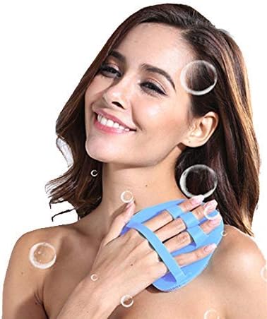 1 Pack Soft Silicone Shower Brush,Bath Exfoliating Skin Massage Scrubber | Body & Face & Short Hair Wash, Dry Skin Brushing Glove Loofah, Fit for Sensitive and All Kinds of Skin (Purple)