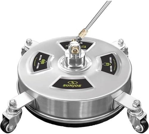 Sun Joe SPX-SC14 Universal 14-Inch Pressure Washer Surface Cleaner with 4 Wheels - Stainless Steel, 1/4" Heavy Duty 4000 Max PSI Quick Connect, for Driveways, Patios, Sidewalks & Decks