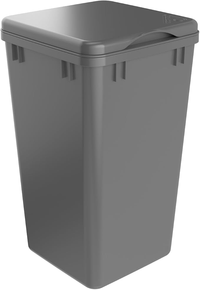 Rev-A-Shelf 27 Qt Under Sink Garbage Can Lid for Kitchen and Bathroom Cabinet, Replacement Trash Bin Lid Only, Metallic Silver, RV-1024-LID-17-1