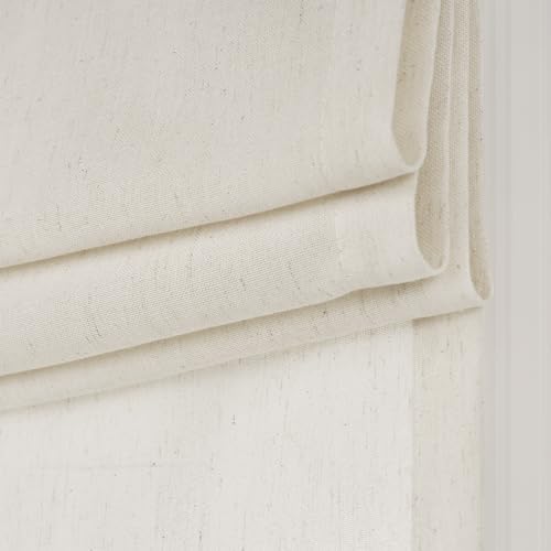 NICETOWN Linen Farmhouse French Door Curtain, No Drill Roman Shades for Window, Ivory Thick Linen Blended Light Filtering Solid Window Cover for Glass Patio, 30" Wx 72" L, 1 PC