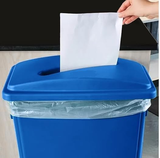 Plexon, Blue Recycling Lid for 23 Gallon High, Narrow Trash Cans with Paper Slot, Outdoor, 2 Pack