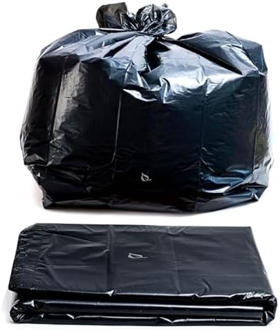 Strong Trash Bags, Wastebasket Receptacle Can Liner, Large 40-45 Gallon by EcoQuality, 10 Count, 40 x 38, Garbage Bags, Black, For Kitchen, Household, Industrial, Multi Purpose, Office, Backyard