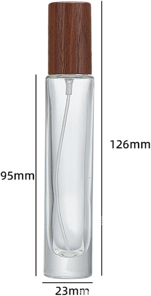 2 Pack 15ml 0.5oz Refillable Glass Spray Perfume Bottles Dispenser with Fine Mist Sprayer & Wooden Lid-Travel & Home Fragrance Containers for Cologne Essential Oils Cosmetic Liquids