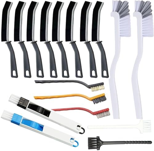 17Pcs Crevice Cleaning Brush Tool Multifunctional Hard Bristle Gap Cleaning Supplies for Bathroom Grout Sink Bathtub Shower Corner Kitchen Toilet Window Track Brushes Small Spaces