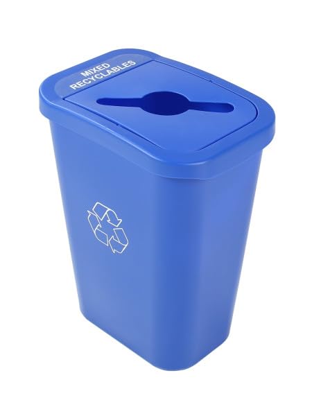 City Box Recycling Plastic Trash Can with Lid for Office | Available 7 & 10 Gallon Sizes, Durable Plastic Construction, Secure Lid, Lightweight Design Indoor Recycling bin for kitchen