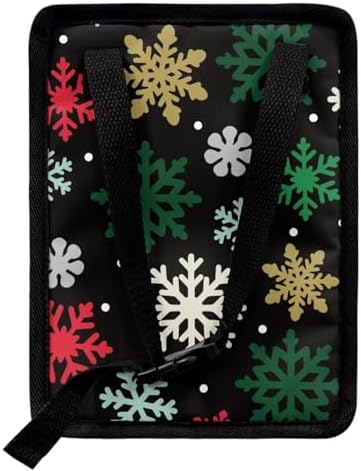 Colored Snowflake Pattern Car Trash Can Leakproof Garbage Bag with Lid and Zipper 1.2Gal Trash Bin Hanging for Back Seat Christmas Car Accessories Universal Fit