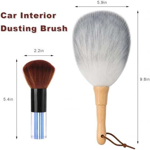 2 PCS Car Interior Dusting Brush, Soft Bristles Auto Dashboard Duster Interior Cleaning Brush, Scratch-Free Microfiber Sweep Detailing Brushes for Car Air Vent Dash Seat