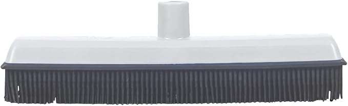 Rubber Bristle Broom for Hardwood Floors, Tiles, Carpets, Wood, and Vinyl Salon Broom, Rubber Squeegee Broom, Rubber Rake for Human Hair, Pet Hair, Fur, Lint, Liquid, Grey, by Superio (Head Only)