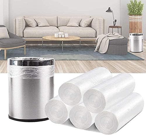 4 Gallon Trash Bags - 100 Small Mini Garbage Bags | 17" x 18" Clear Waste Basket Trash Bags | Bulk Plastic Bathroom Trash Can Liners