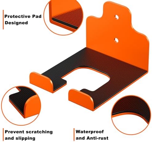 JNIHEEP Garage Organizer Trimmer Rack,Garden Power Tool Hanger,2Pack,Orange | Weedeater Rack, Heavy Duty Weed Whackers Holder Wall Mounted for Grass Trimmer, Hedge Trimmer, Garage Trimmer, Garden Tools