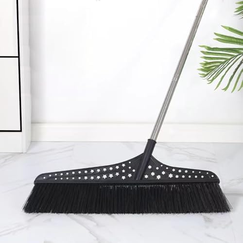 Commercial Broom with Hard Bristles, Wide Push Broom for Large Spaces, Outdoor Broom for Garages Yards Outdoor(Black,70cm)