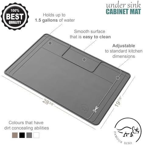 The Original Under Sink Mat - Adjustable Silicone mat, Waterproof Under The Sink Bathroom Vanity Mat - 28" x 19" or smaller