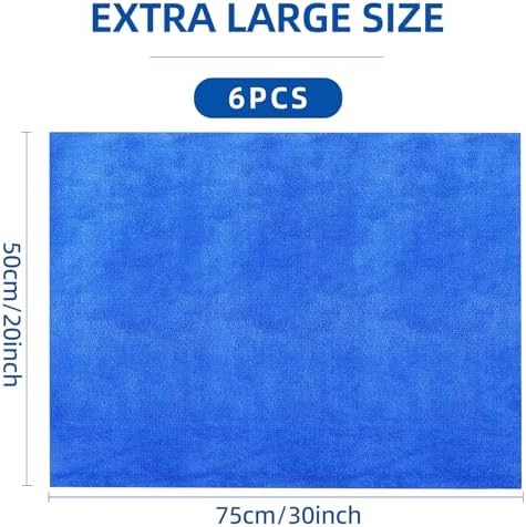 6 Pack Microfiber Cleaning Cloths Extra Large 30" x 20",XL Rags Washable Reusable Streak Free Lint Free Towels for Floor Mop,Glass,Windows,Kitchen,Bathroom,Office & Car Cleaning(Blue)