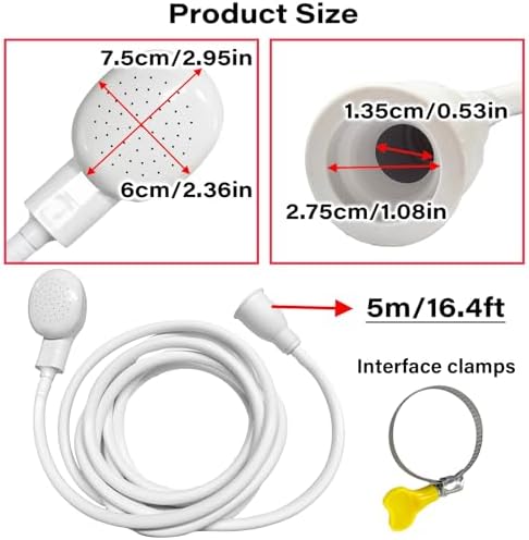 16.4FT/5M Sink Spray Hose,Sink Sprayer Hose Attachment for Portable Hand HeldHead Shower Sprayer,Shampoo Sprayer Hose for Bathing Pets,Washing Hair,Rinsing Vegetables