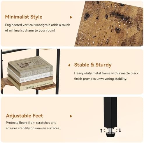 CADUKE Pedestal Sink Storage, 2 Pack Bathroom Under Vanity Storage Shelf | Under Sink Organizer Shelf, Bathroom Organizers Rack Stand, 3 Tier Wooden Corner Shelves, For Small Space, Rustic Brown