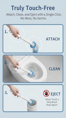 for Small Apartment Bathrooms – Disposable Toilet Brush Set with 32 Replaceable Heads, Wall-Mounted Holder, White Bathroom Cleaning Brush for Easy Daily Toilet Cleaning
