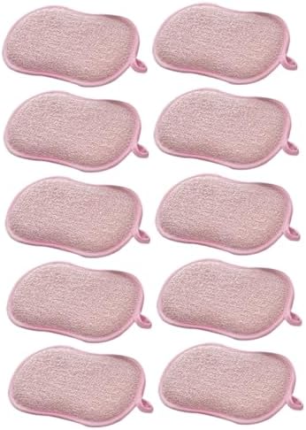 KOMBIUDA 10pcs Non-Scratch Scrub Sponge Pads for Dishwashing Kitchen Cleaning Comfortable Grip Multifunctional Sponge Scrubbers for Dishes and Non-Stick Cookware Random Color