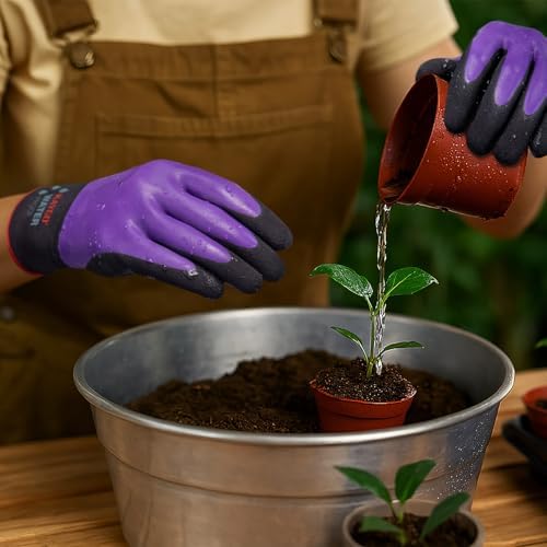 KAYGO Waterproof Work Gloves, Non-Slip Double Latex Coated, KG150 | Lightweight & Durable, Excellent Grip for Gardening, Construction, Fishing & Cleaning, for Men & Women