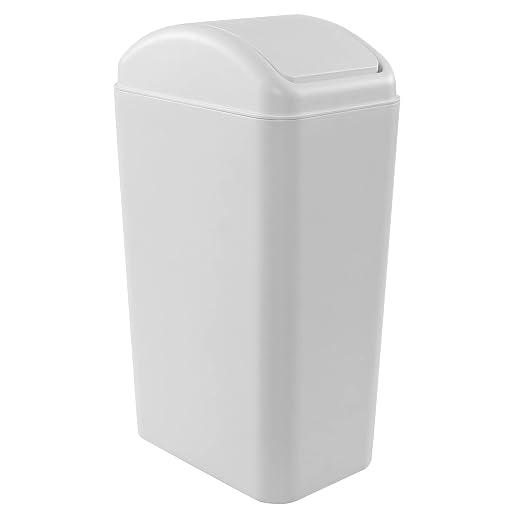 Farmoon 14L /3.5 Gallon Slim Trash Can, Modern Swing Lid Waste Paper Basket | Plastic Dustbin Waste Bin, Light Grey