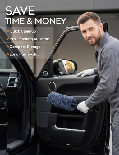 TAKAVU Car Duster Kit, Ultra Soft Microfiber, Lint & Scratch Free | Includes Storage Bag & Unbreakable Handle, Removes Pollen & Dust, Exterior & Interior for SUV & Home