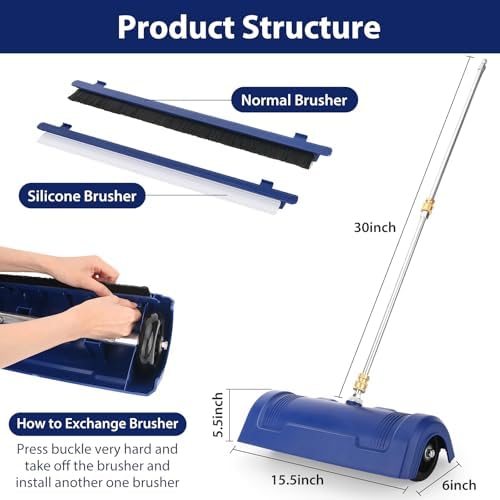 BlumWay 15" Pressure Washer Surface Cleaner - Stainless Steel Surface Cleaner for Pressure Washer Accessories for Concrete, Sidewalk, Driveway, Patio - 1/4” Quick Plug, 2 Extension Wands, 4000 PSI Max