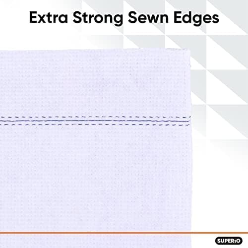 Superio Squeegee Mopping Towel Floor Cloth White Cloth for Cuban Style Mop, Israeli Sponga, Kitchen, Bathroom Cleaning, Tile, Stone, Wood, Floor Washing, Drying Towel -18"x24", 3 Pack