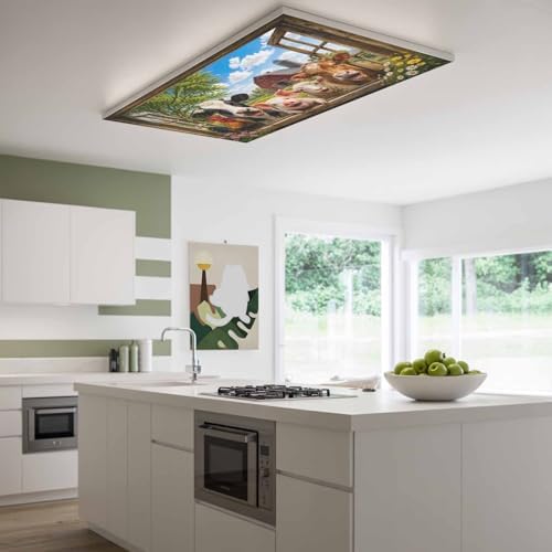 Fluorescent Light Covers for Drop Ceiling Farm Happy Pig Cow Sheep Chicken Magnetic Light Filters, Window View Ceiling Shade Filters for Home Classroom Office,2x4 ft,4Packs
