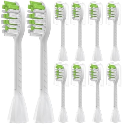 10 Pack Toothbrush Replacement Heads for Philips One Sonicare, White | Medium bristles, Aldult Tooth Brush Heads Refill